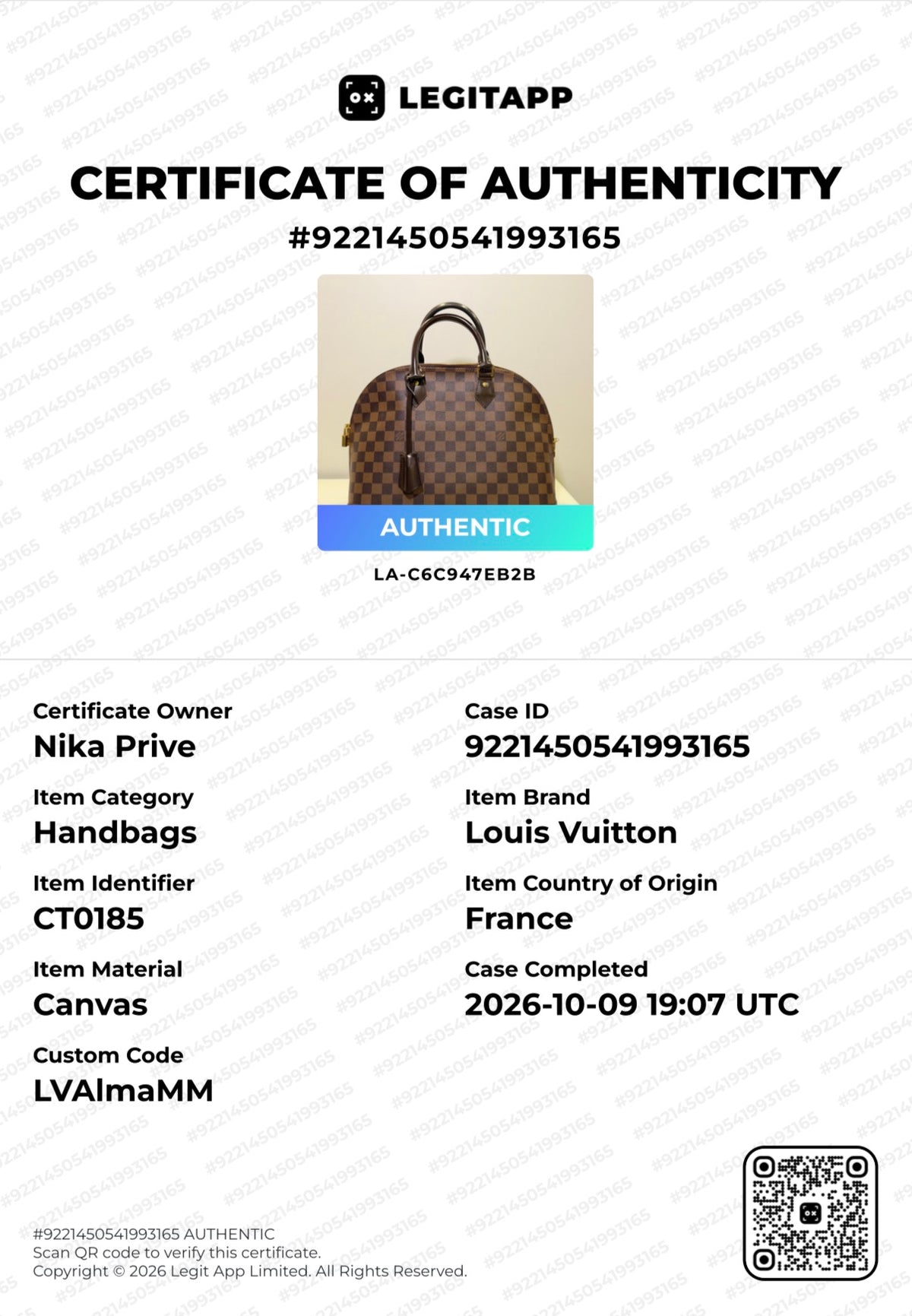Louis Vuitton Alma MM Damier Ebene Canvas