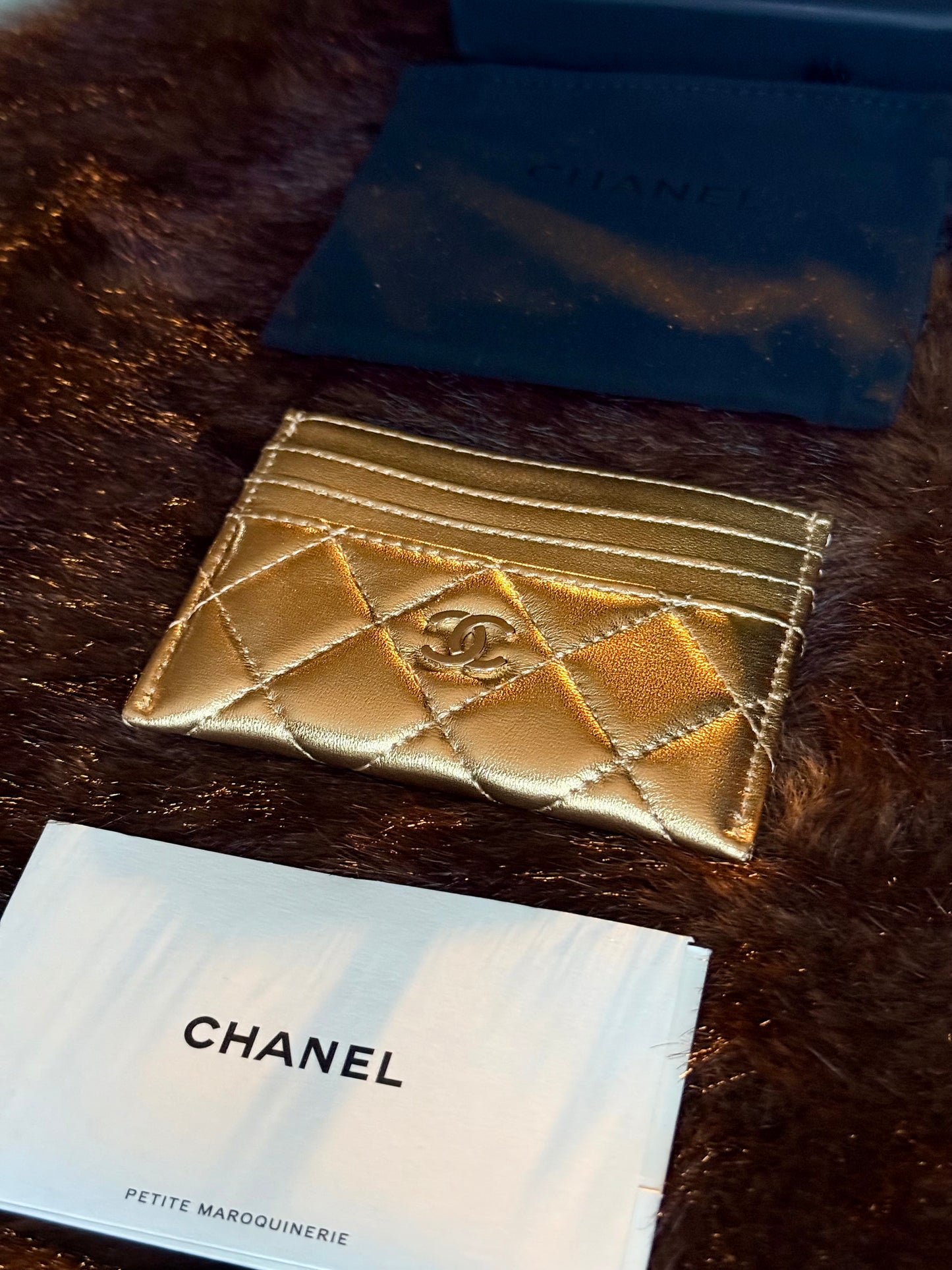Chanel Metallic Lambskin Quilted Cardholder