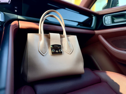 Nika Privé Furla Metropolis Small Tote in Cowhide Leather light pink structured tote