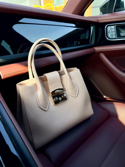 Nika Privé Furla Metropolis Small Tote in Cowhide Leather light pink structured tote